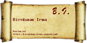 Birnbaum Irma névjegykártya